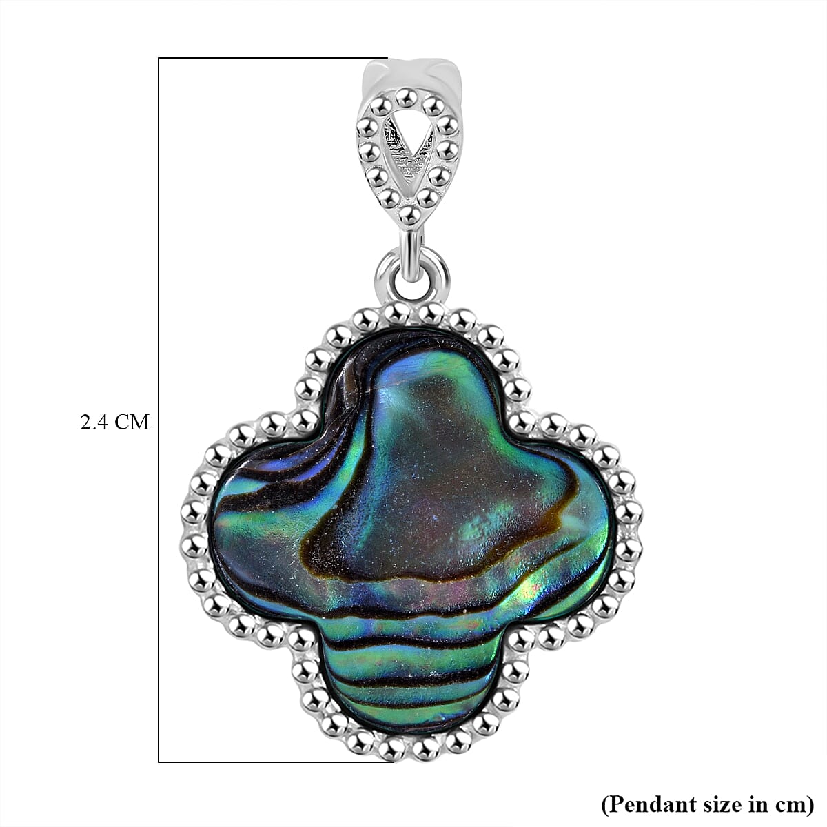 Designer Inspired Abalone Shell Clover Pendant in Rhodium Overlay Sterling Silver 7813879 5