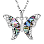 Abalone Shell Butterfly Pendant with Chain ( 25 Inch With 2 Inch Extender)