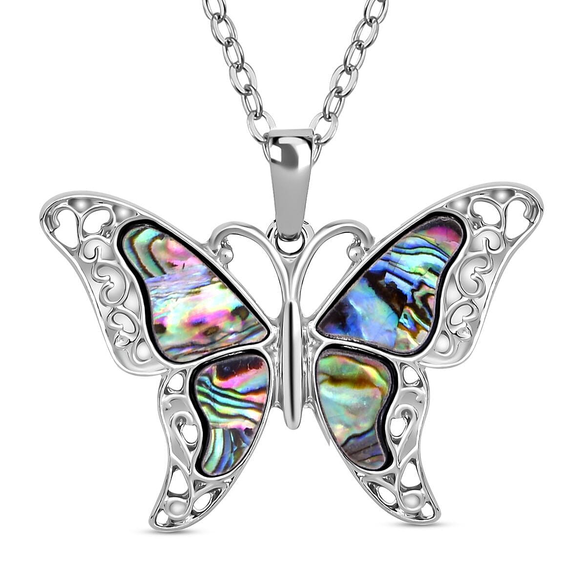 Abalone Shell Butterfly Pendant with Chain ( 25 Inch With 2 Inch Extender) 4321448 0