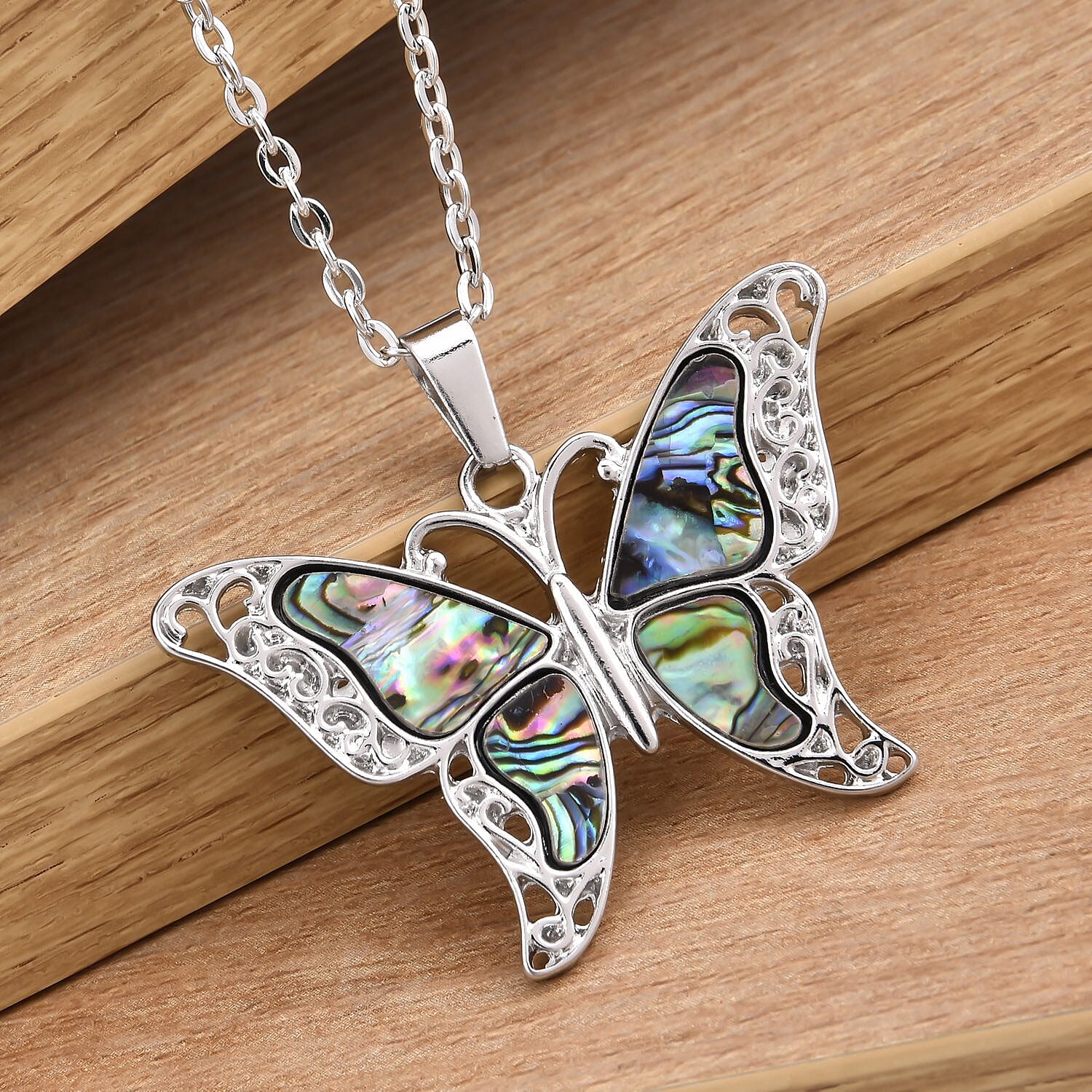 Abalone Shell Butterfly Pendant with Chain ( 25 Inch With 2 Inch Extender) 4321448 3