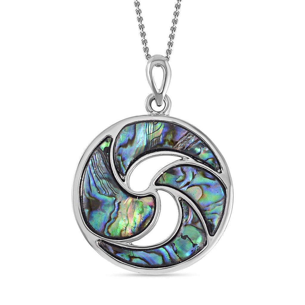 Abalone Shell Pendant with Stainless Steel Chain (Size 20) in Silver Tone