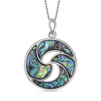 Abalone Shell Pendant with Stainless Steel Chain (Size 20) in Silver Tone
