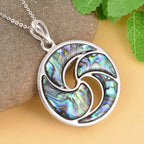 Abalone Shell Pendant with Stainless Steel Chain (Size 20) in Silver Tone