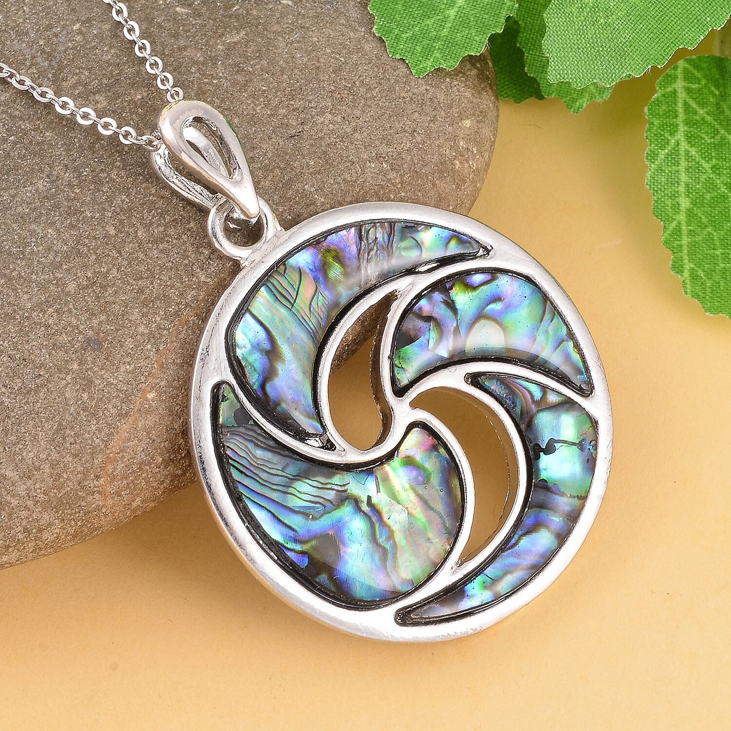 Abalone Shell Pendant with Stainless Steel Chain (Size 20) in Silver Tone 4180106 2