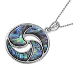 Abalone Shell Pendant with Stainless Steel Chain (Size 20) in Silver Tone