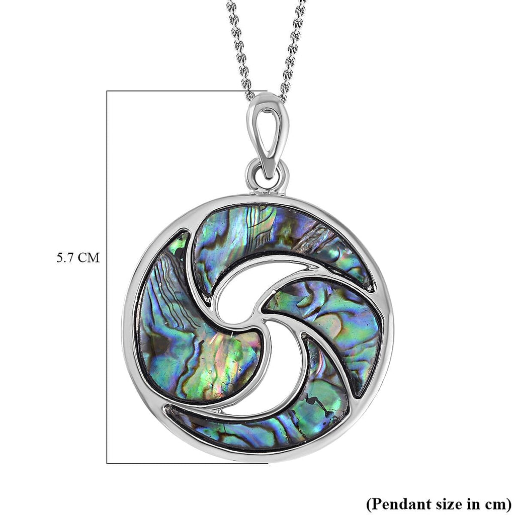 Abalone Shell Pendant with Stainless Steel Chain (Size 20) in Silver Tone