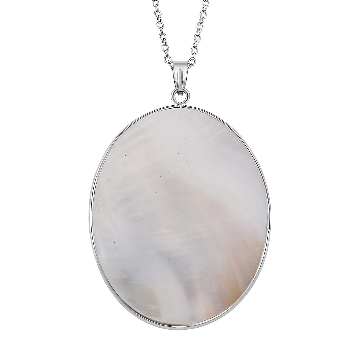 Abalone Shell Oval Cut Pendant with Chain (Size 20-2 EXT) in Silver Tone 60.00 Ct. V32368017 5