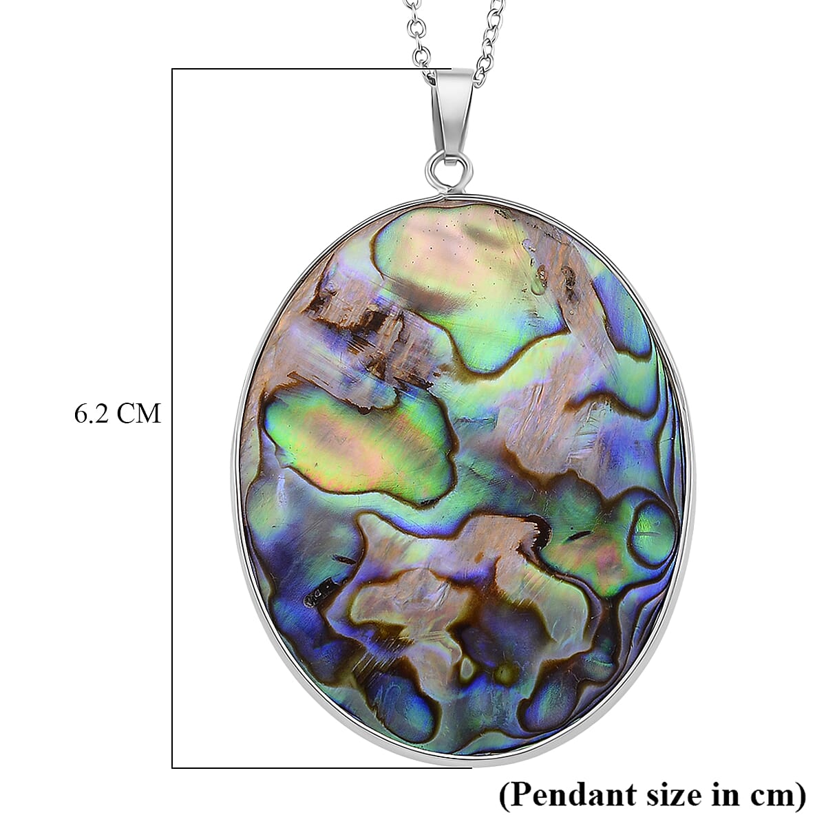 Abalone Shell Oval Cut Pendant with Chain (Size 20-2 EXT) in Silver Tone 60.00 Ct. V32368017 7
