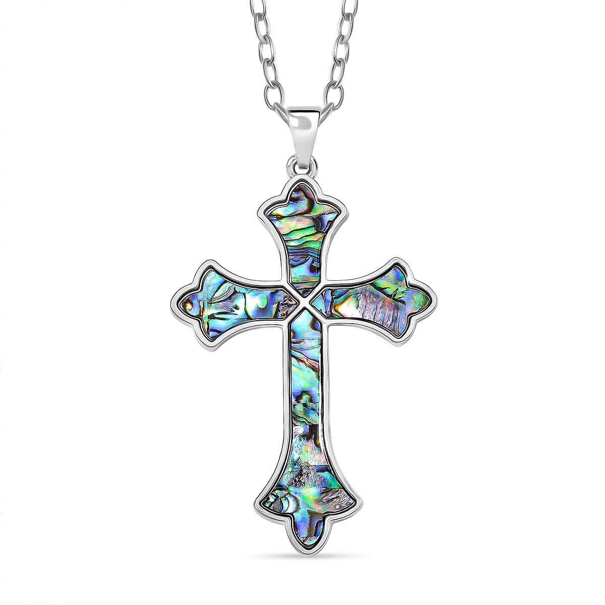 Abalone Shell Cross Pendant with Chain (Size 24) 4291391 0