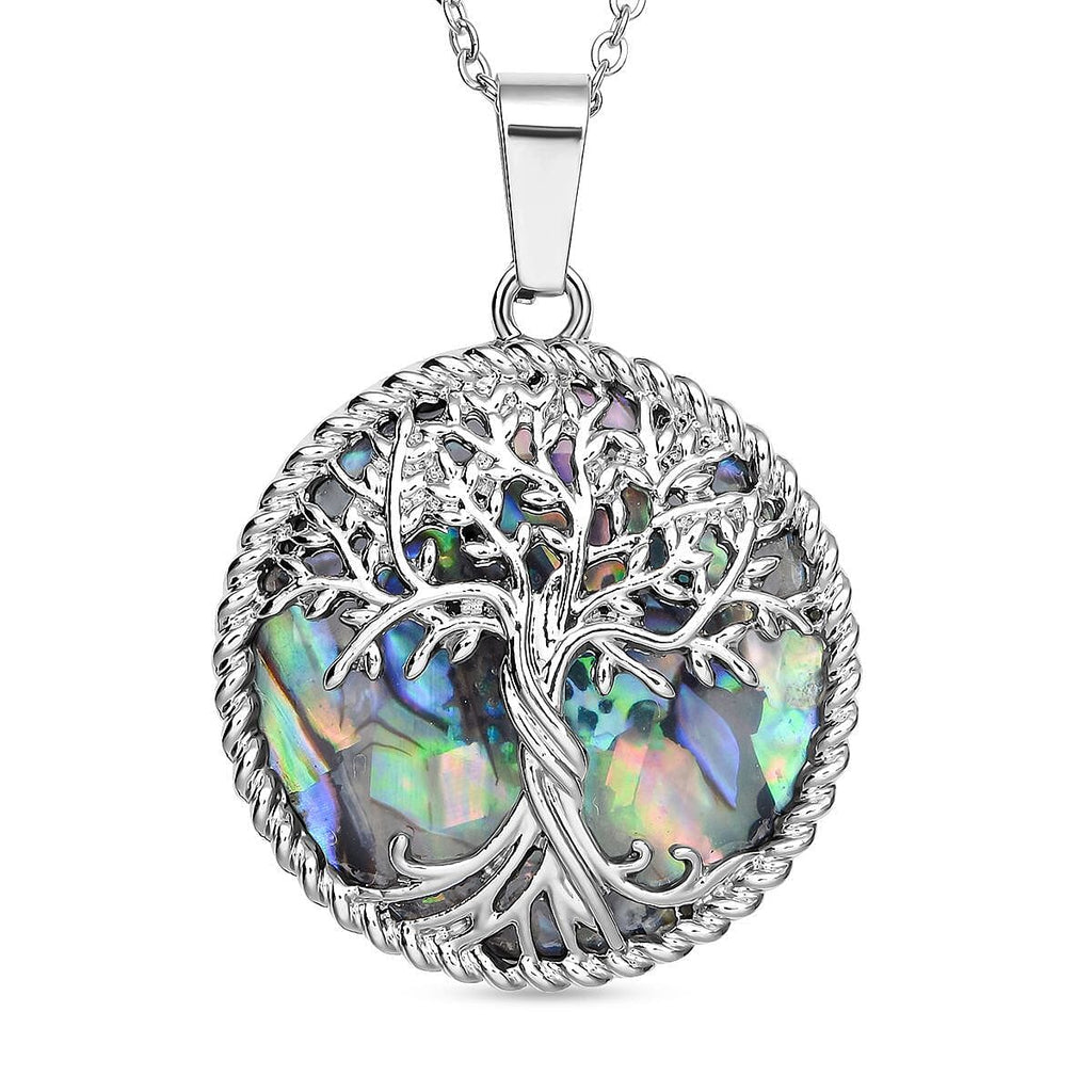 Abalone Shell Pendant with Chain (Size - 20 ) in Silver Tone