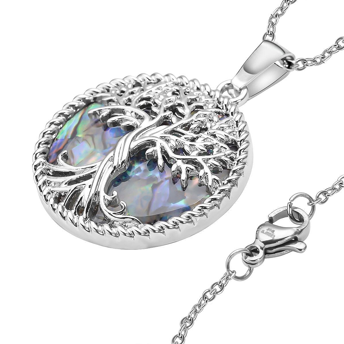 Abalone Shell Pendant with Chain (Size - 20 ) in Silver Tone 4110759 4