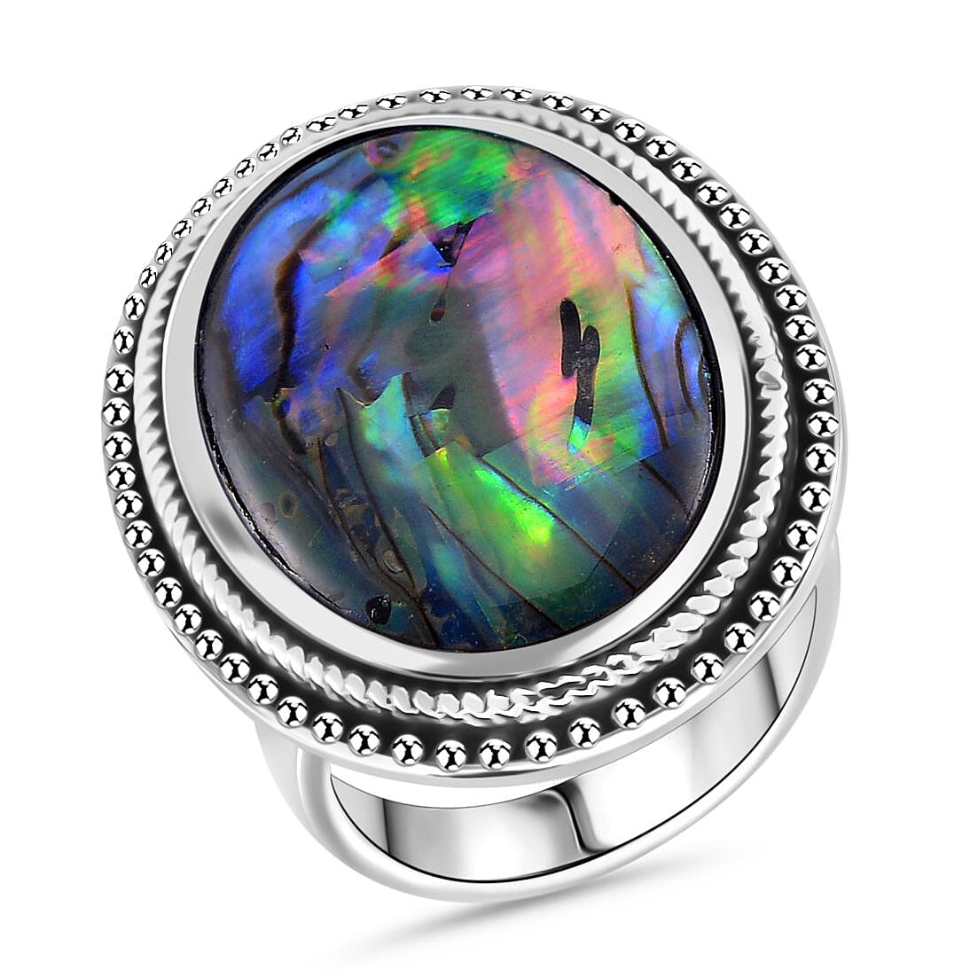 Abalone Shell Oval Shape Ring with Oxidized 7678735 0