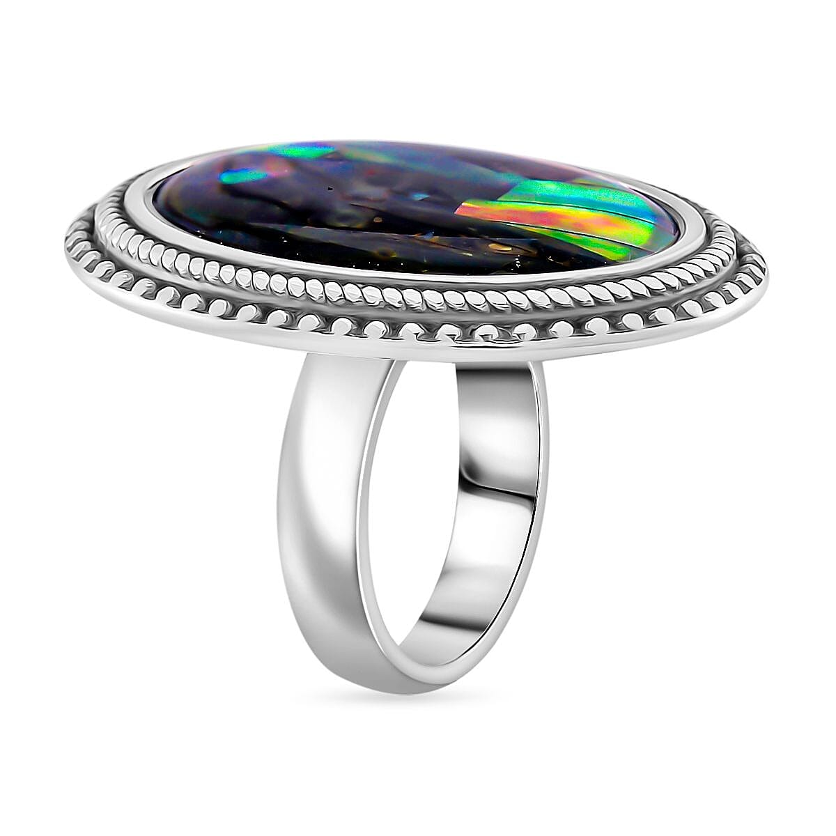 Abalone Shell Oval Shape Ring with Oxidized 7678735 3