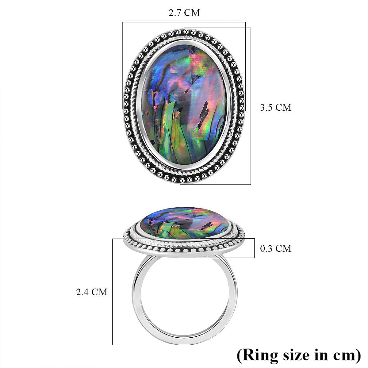 Abalone Shell Oval Shape Ring with Oxidized 7678735 5