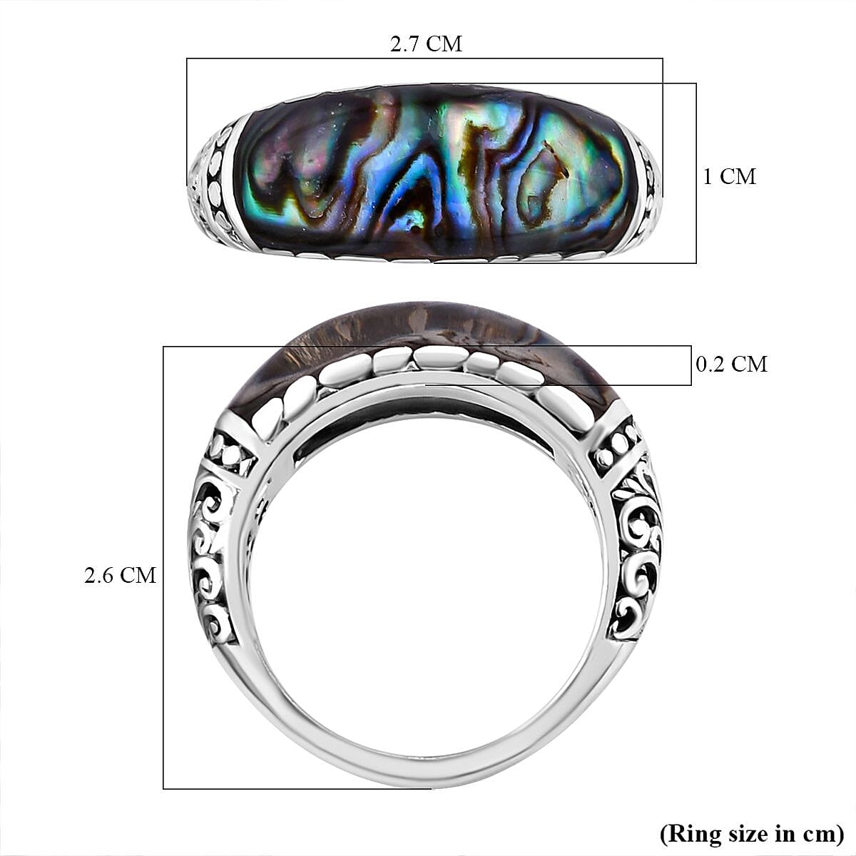 Abalone Shell  Ring in Sterling Silver, Silver Wt. 5.2 Gms  0.010  Ct. 7768501 5