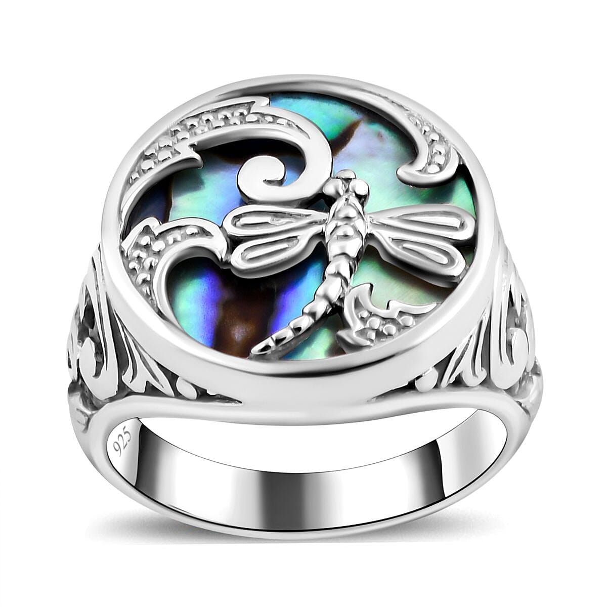 Royal Bali Collection - Abalone Shell Butterfly Ring in Sterling Silver, Silver Wt 5.40 GM 7654197 0