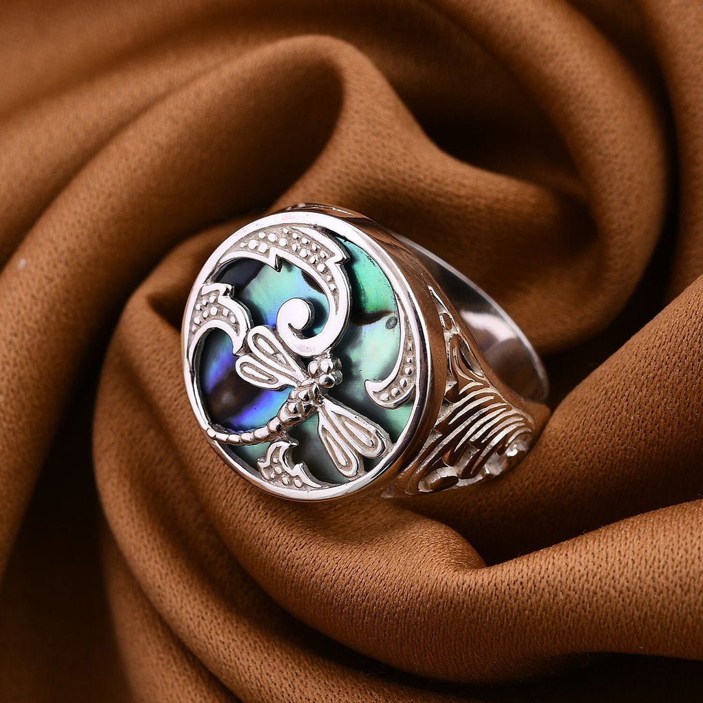 Royal Bali Collection - Abalone Shell Butterfly Ring in Sterling Silver, Silver Wt 5.40 GM