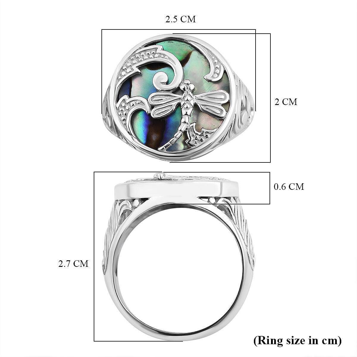 Royal Bali Collection - Abalone Shell Butterfly Ring in Sterling Silver, Silver Wt 5.40 GM 7654197 5