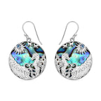 Abalone Shell & Skyblue Topaz Hook Earring in Sterling Silver
