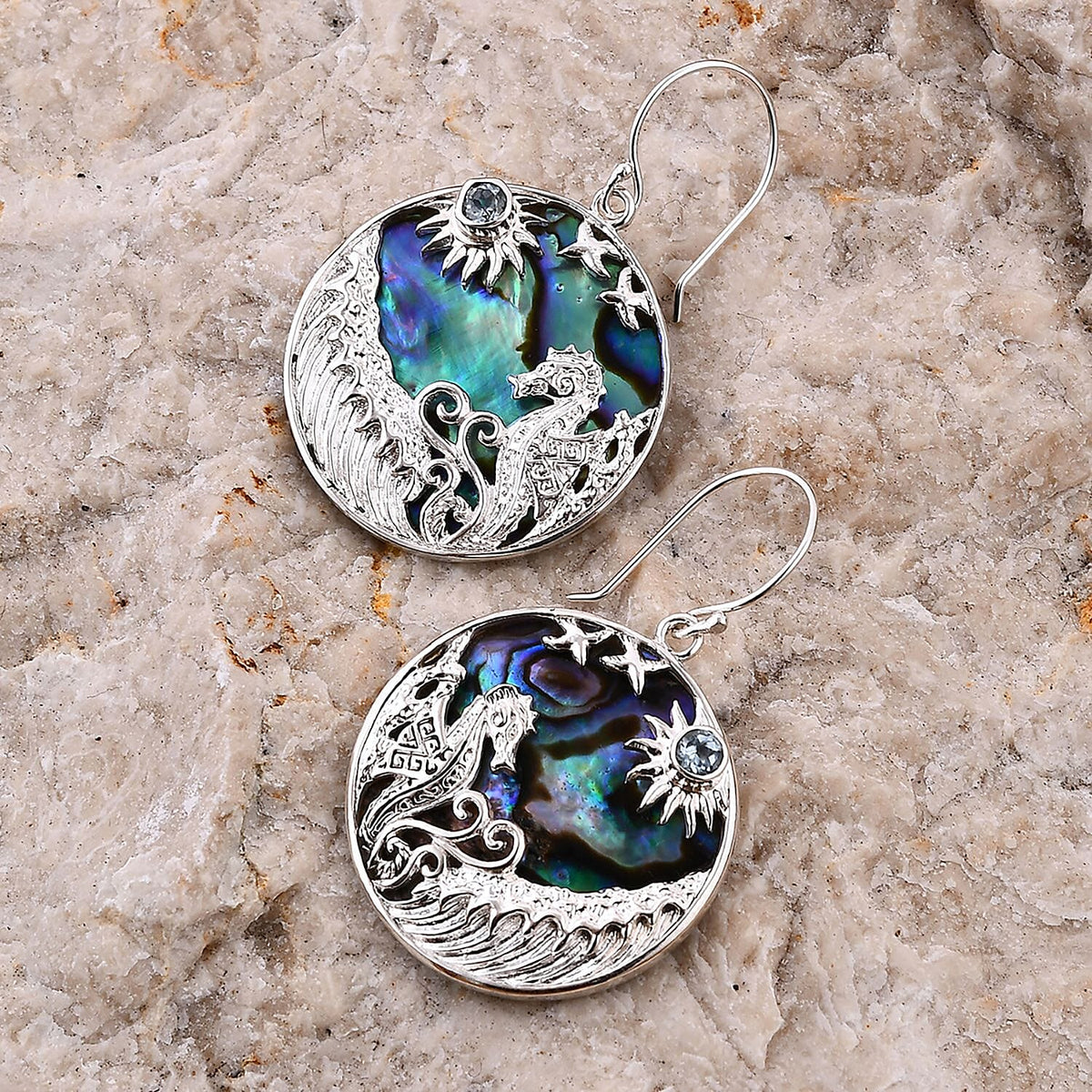 Abalone Shell 925 Sterling Silver Patterned Drop Earrings 7768604 3