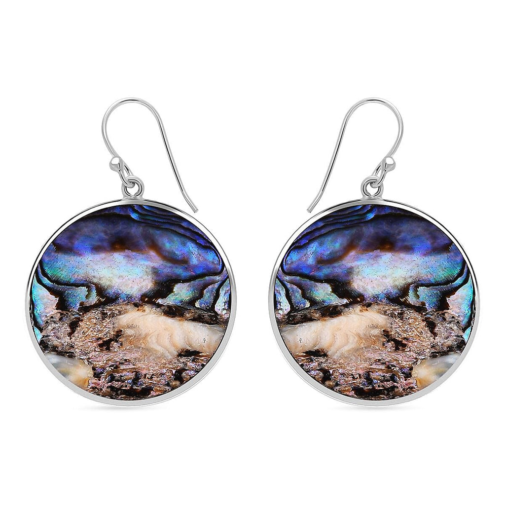 Abalone Shell & Skyblue Topaz Hook Earring in Sterling Silver