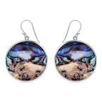 Abalone Shell & Skyblue Topaz Hook Earring in Sterling Silver