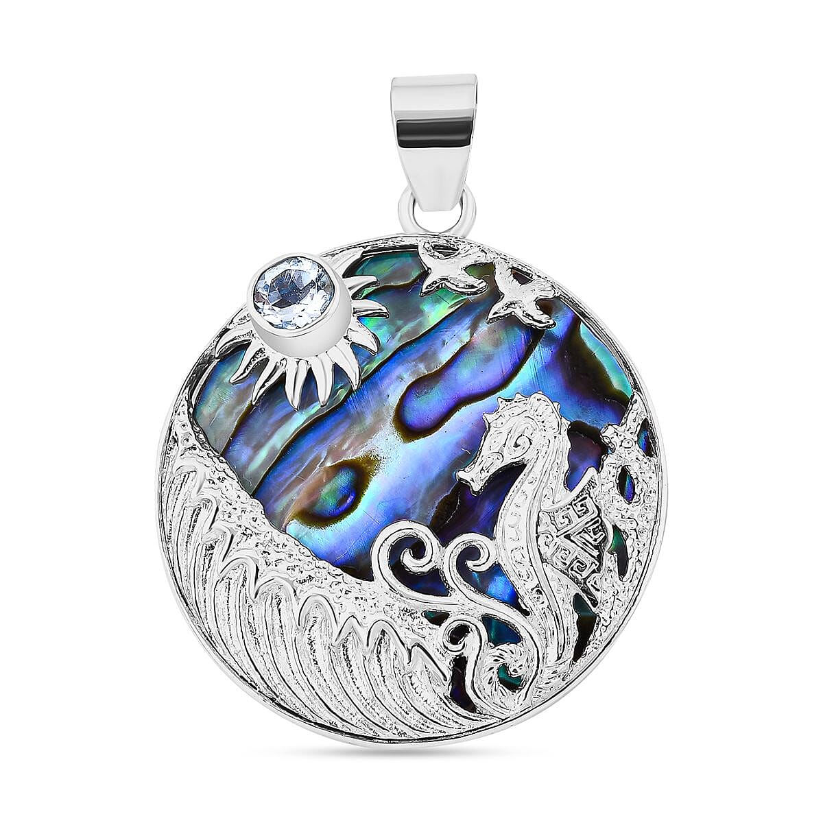 Abalone Shell &amp; Skyblue Topaz  Pendant in Sterling Silver 9.60 Ct. 7768597 0