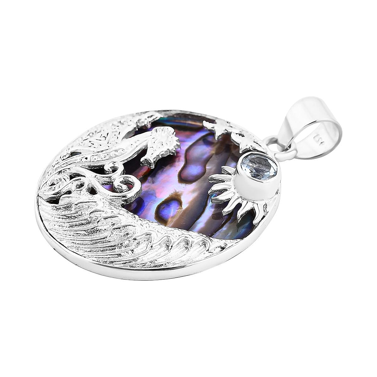 Abalone Shell &amp; Skyblue Topaz  Pendant in Sterling Silver 9.60 Ct. 7768597 3