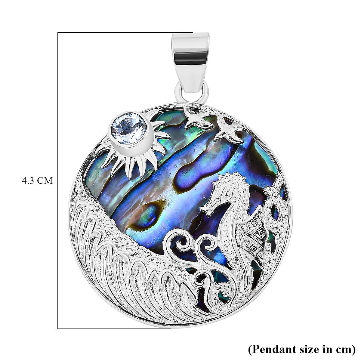 Abalone Shell &amp; Skyblue Topaz  Pendant in Sterling Silver 9.60 Ct. 7768597 5