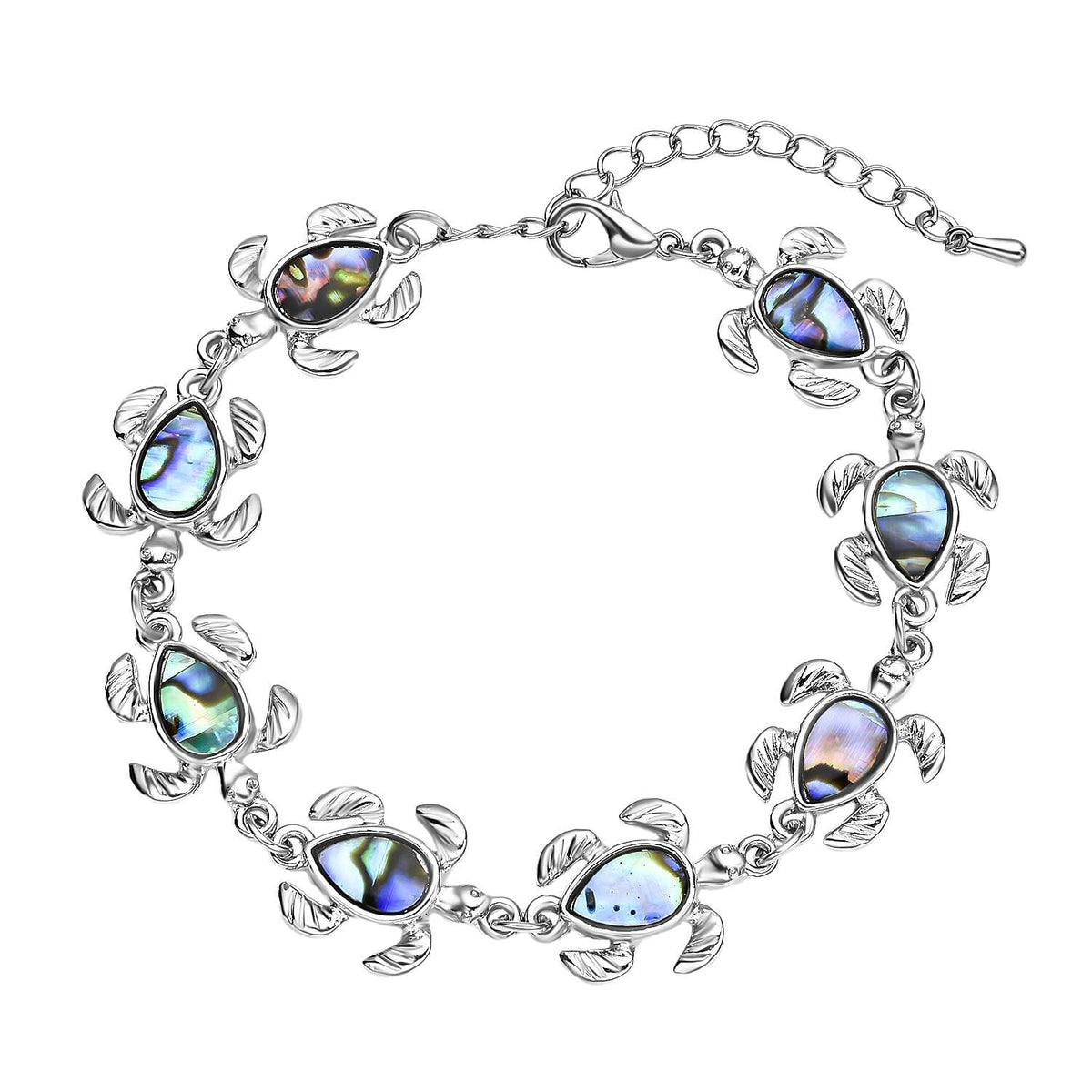 Abalone Shell Tortoise Link Bracelet (Size - 7.5 With 2 Inch Extender) in Silver Tone 8927709 0