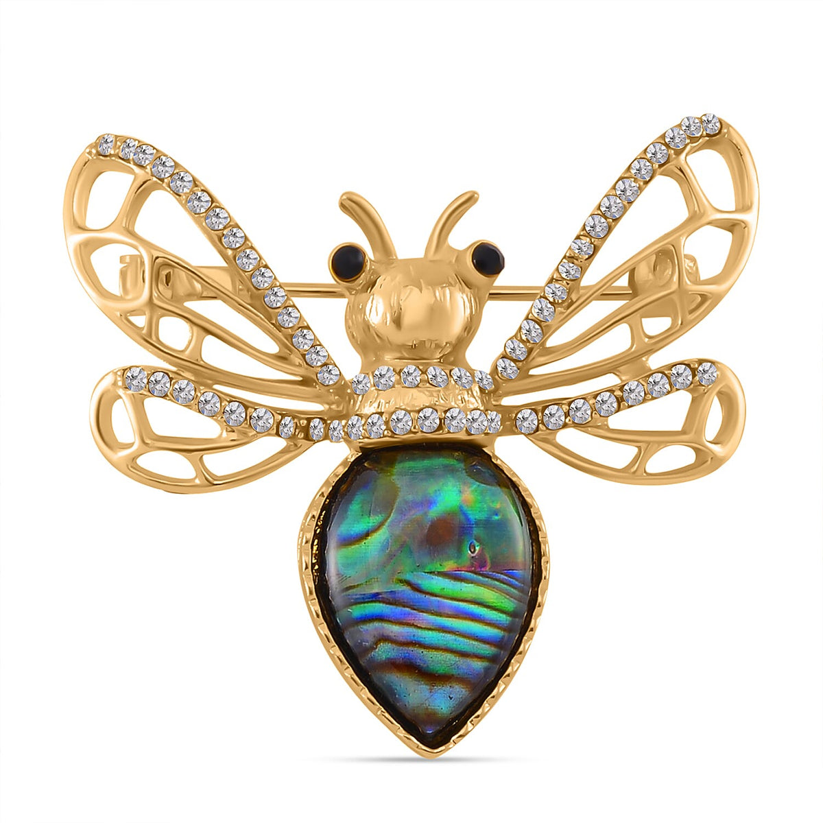 Abalone Shell Bee Motif Crystal Brooch 7826428 0