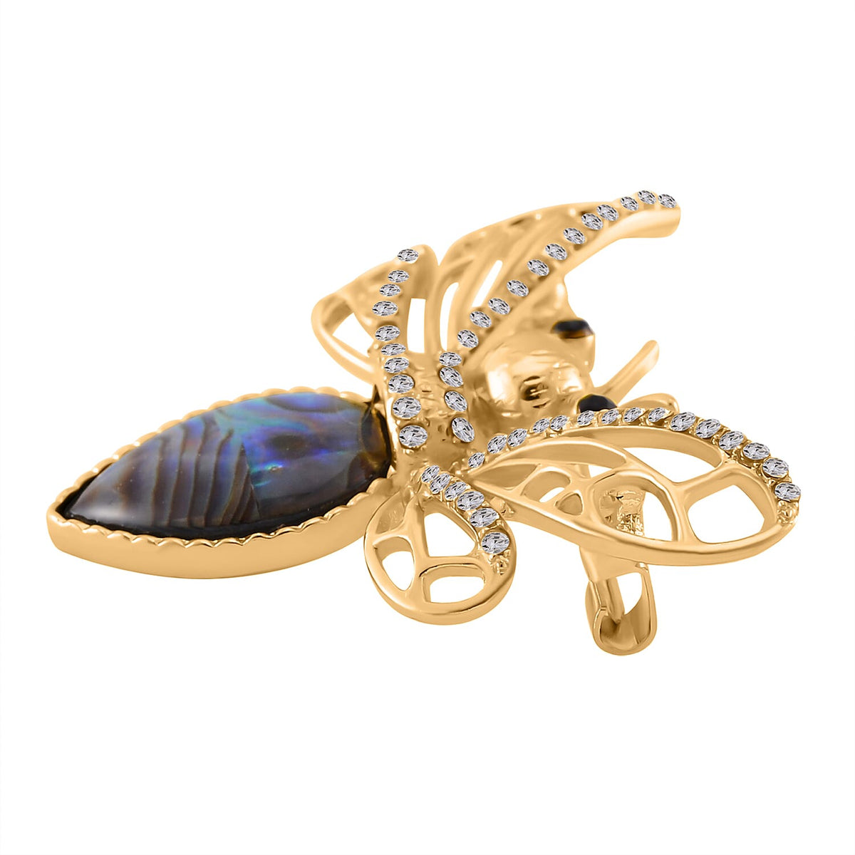 Abalone Shell Bee Motif Crystal Brooch 7826428 2