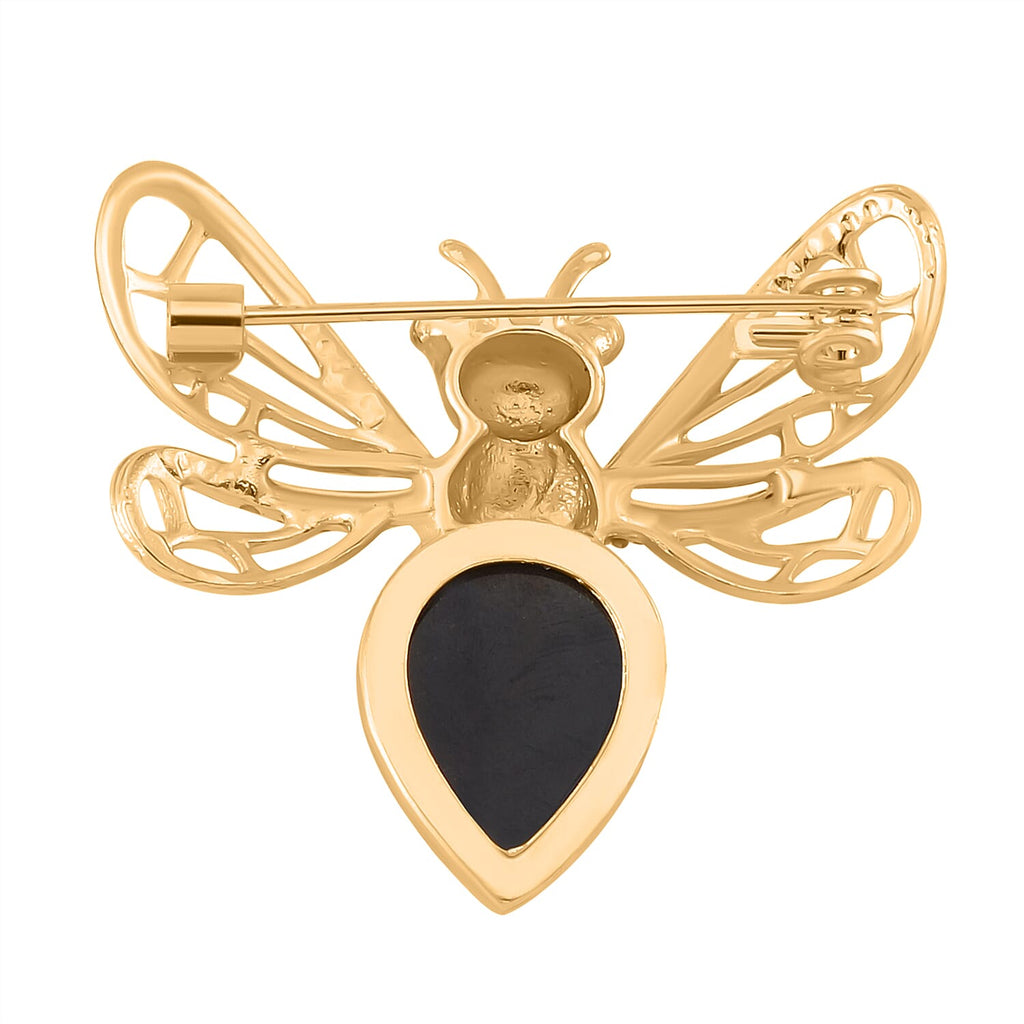 Abalone Shell, White and Black Crystal Brooch