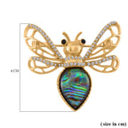 Abalone Shell, White and Black Crystal Brooch