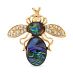 Abalone Shell, White and Black Crystal Brooch