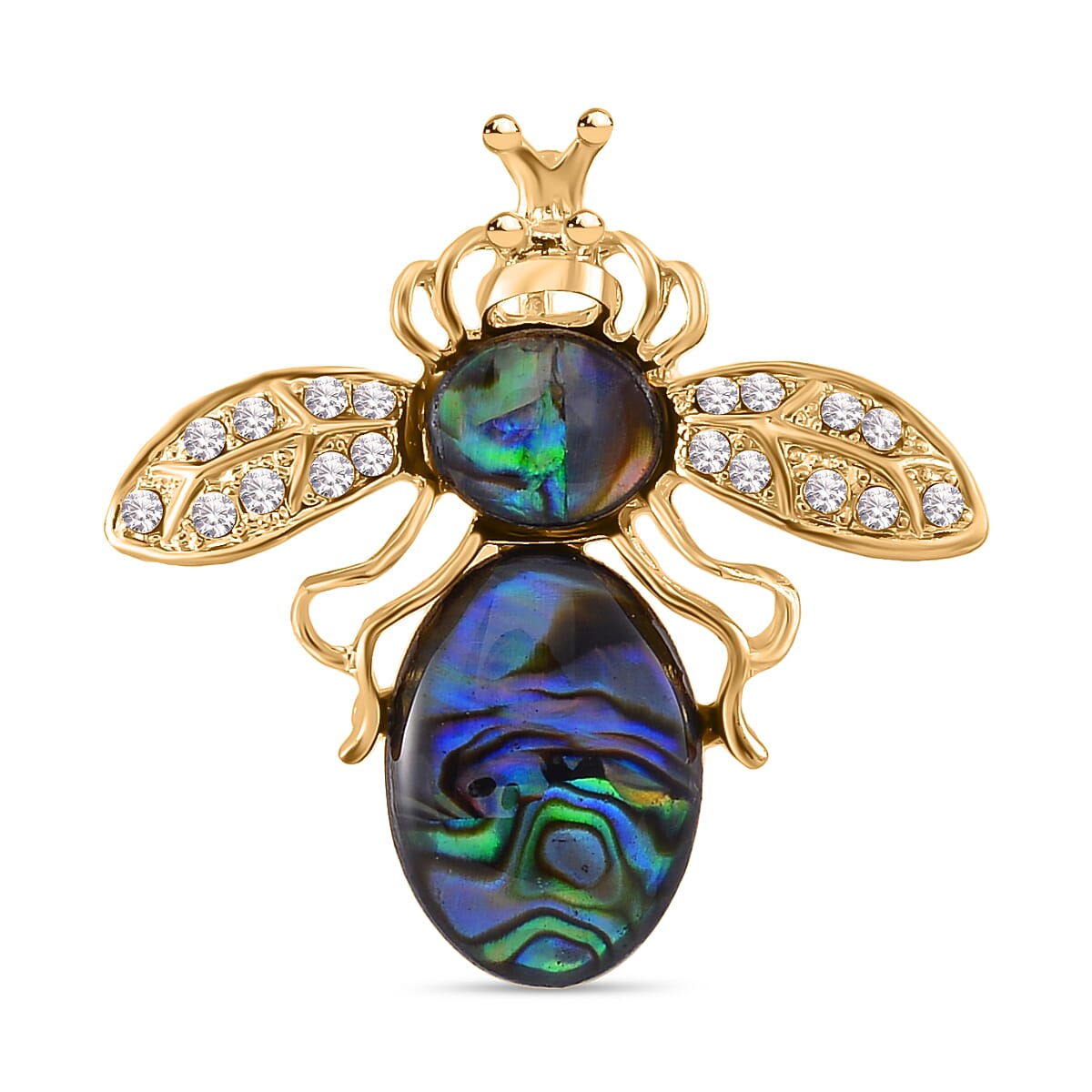 Abalone Shell Bee Motif Crystal Brooch 7826424 0