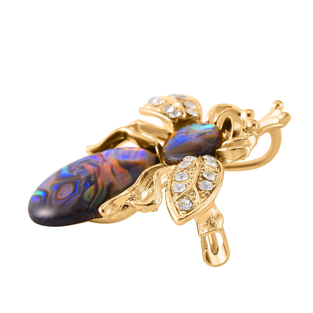 Abalone Shell Bee Motif Crystal Brooch 7826424 2