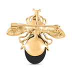 Abalone Shell, White and Black Crystal Brooch