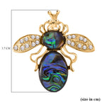 Abalone Shell, White and Black Crystal Brooch