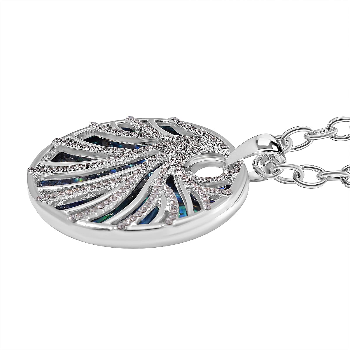 Abalone Shell, White Crystal Pendant with Chain (Size 24) 4291396 2