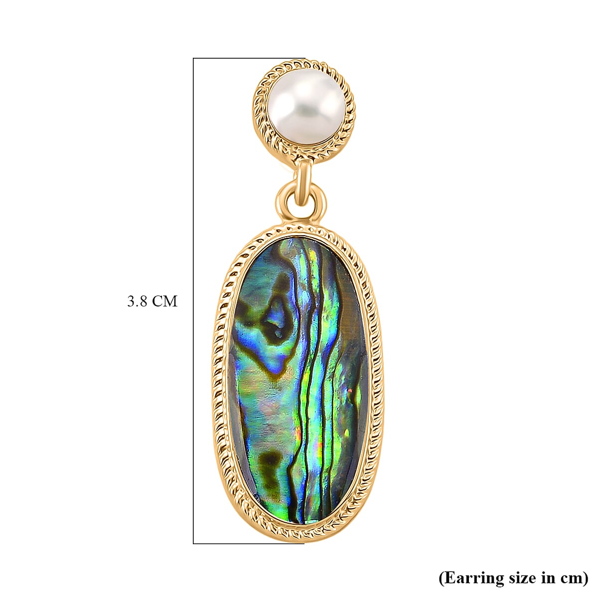 Abalone Shell &amp; White Fresh Water Pearl Earring with Push Back 7800905 5