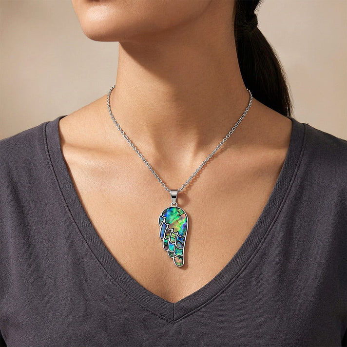 Abalone Shell Wing Pendant with Chain (Size 24-2 Ext) V32367895 2