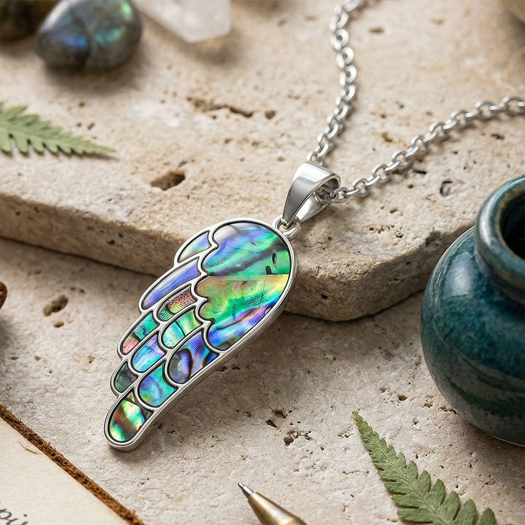 Abalone Shell Wing Pendant with Chain (Size 24-2 Ext)
