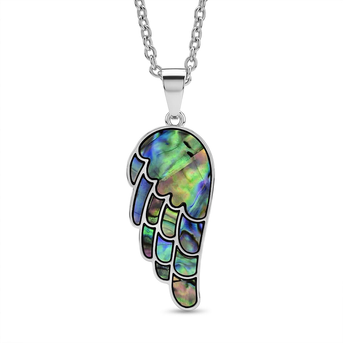 Abalone Shell Wing Pendant with Chain (Size 24-2 Ext) V32364546 0