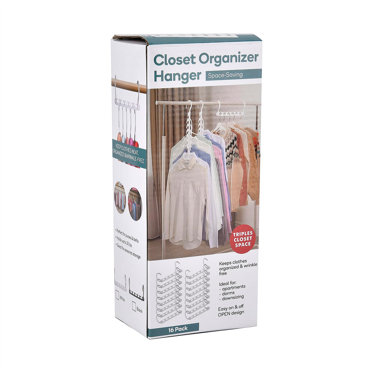 Set of 8 Space Saving Non-SlipHanger Organizer for Closet  - White 7724770 7