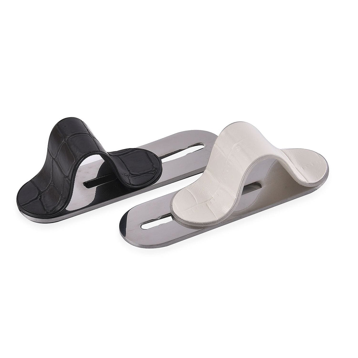 Set of 2 Adjustable Flexible Finger Grip for Devices -White - Black 7558931 3