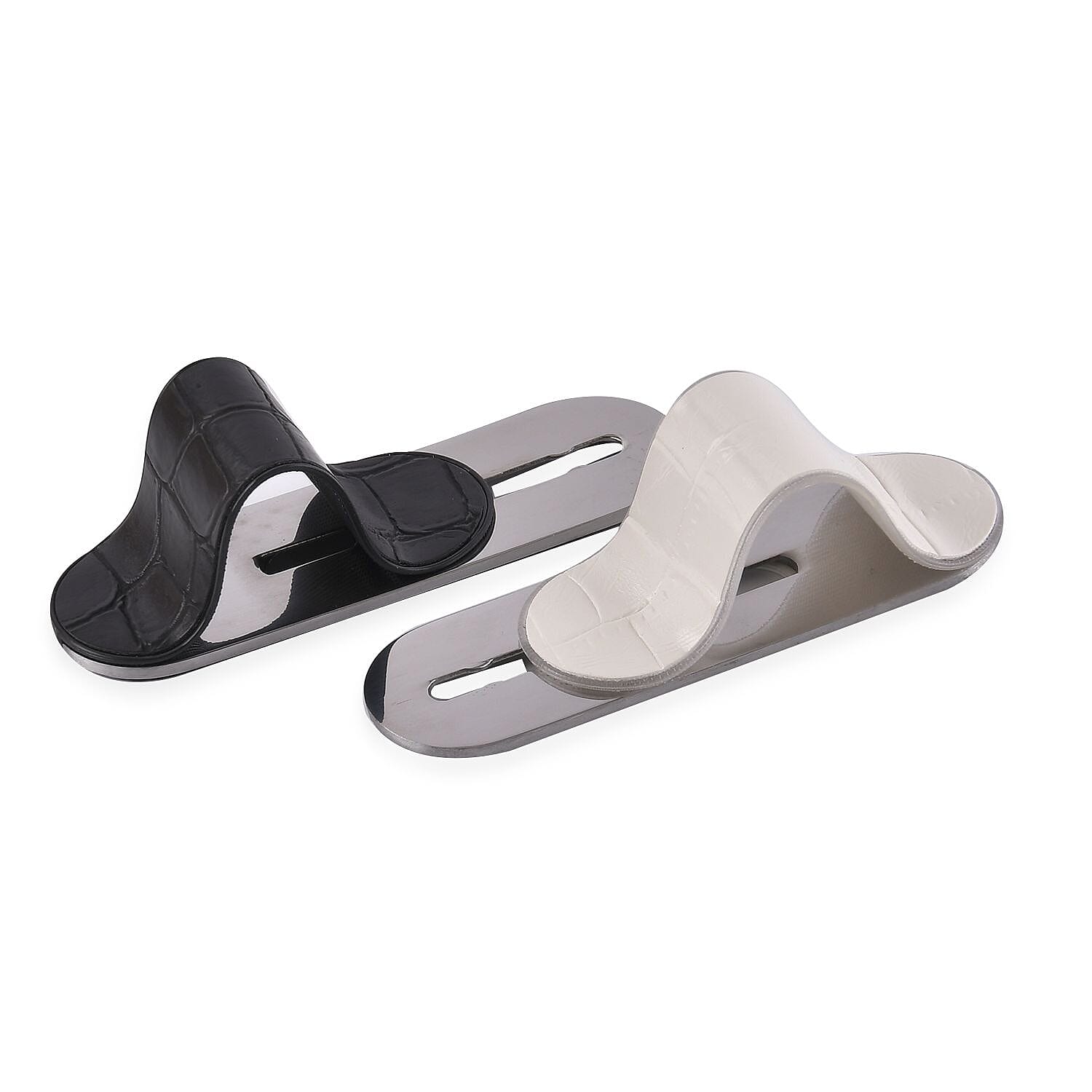 Set of 2 Adjustable Flexible Finger Grip for Devices -White - Black 7558931 3