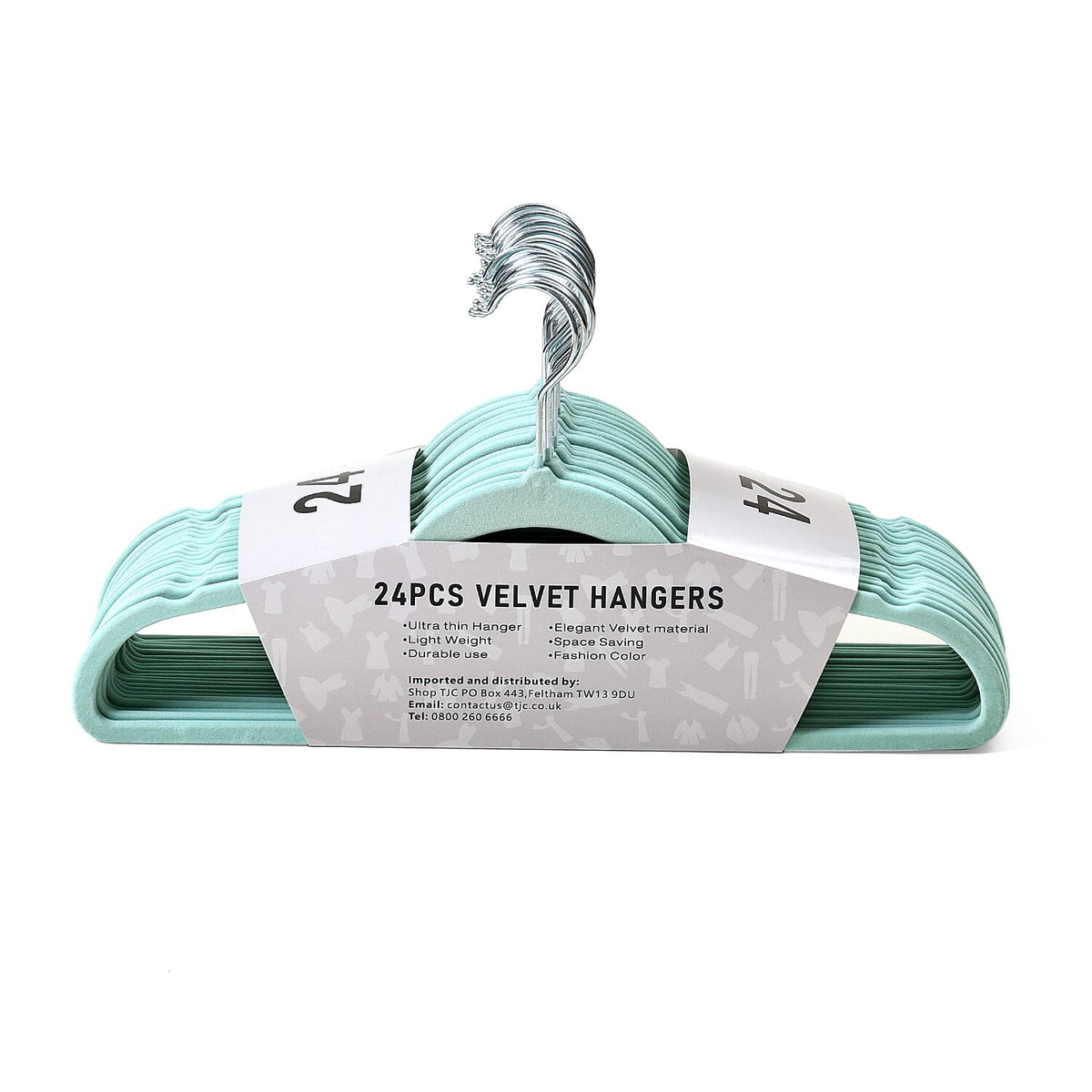Set of 24 Velvet Hangers with 360-Degree Swivel Hook - Green 7687594 0