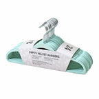 Set of 24 Velvet Hangers with 360-Degree Swivel Hook - Green