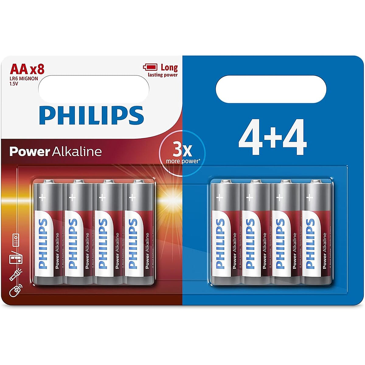 Pack of 8 Philips AA Power Alkaline Batteries 7987364 0